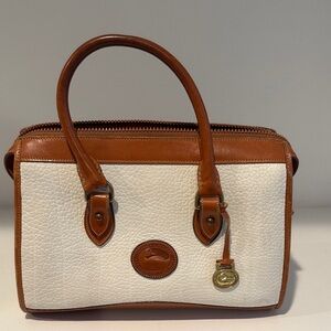 Vintage Dooney & Bourke White and Brown Leather Handbag